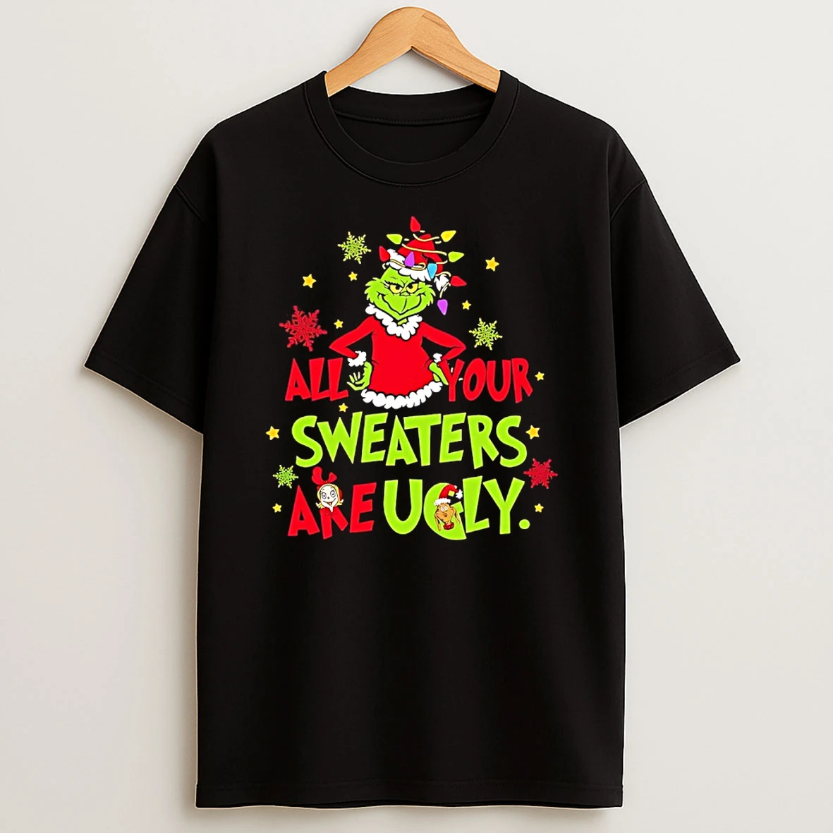 Grinch Christmas Lights Hat All Yours Sweaters Are Ugly Shirts