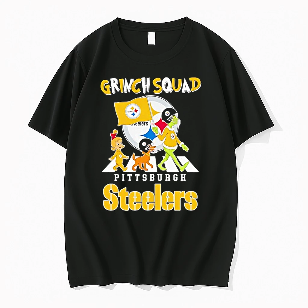 Grinch Cindy Lou Who And Max Walking Across Grinch Squad Pittsburgh Steelers Shirts