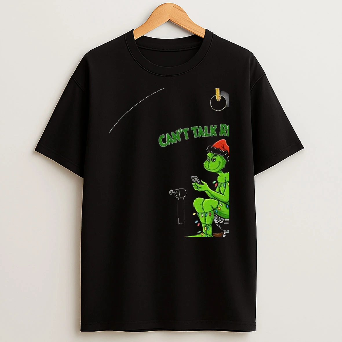 Grinch Santa Hat Cant Talk Right Now Doing Christmas Shit Shirts