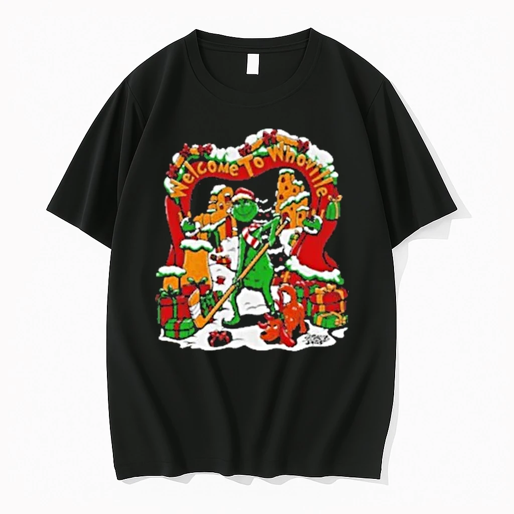 Grinch Santa Hockey Welcome To Whoville Merry Christmas Shirts