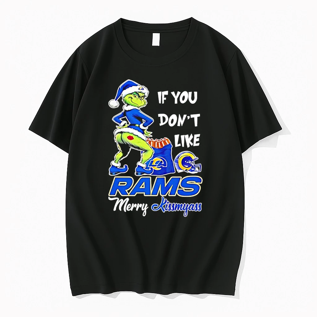 Grinch Santa If You Dont Like Los Angeles Rams Merry Kissmyass Shirts