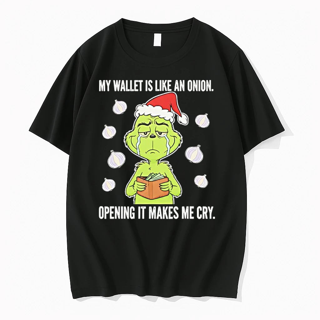 Grinch Santa My Wallet Is Like An Onion Opening It Makes Me Cry Shirts