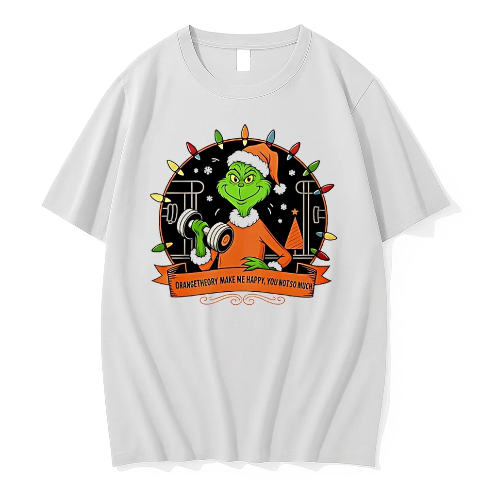 Grinch Santa Orange Theory Make Me Happy You Not So Much Christmas Lights Shirts