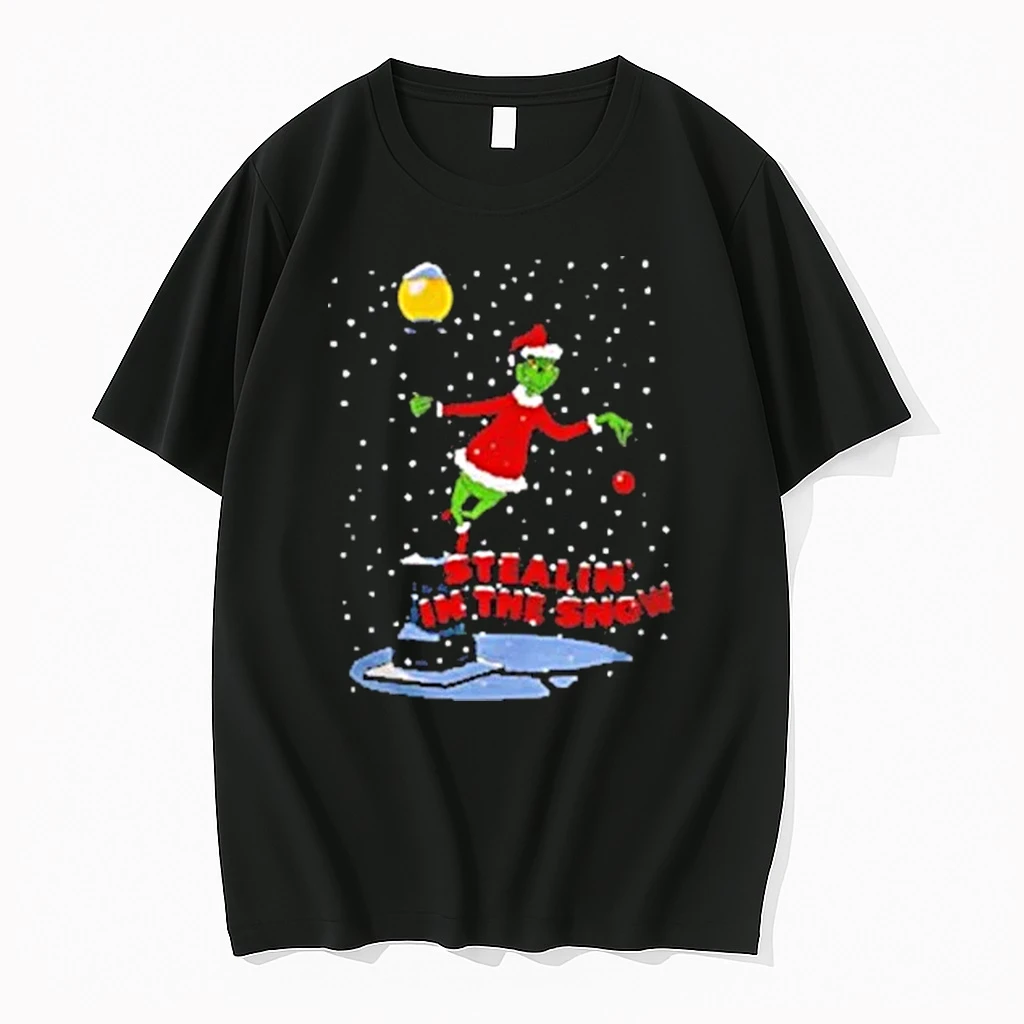 Grinch Stealing In The Snow Cartoon Christmas Shirts
