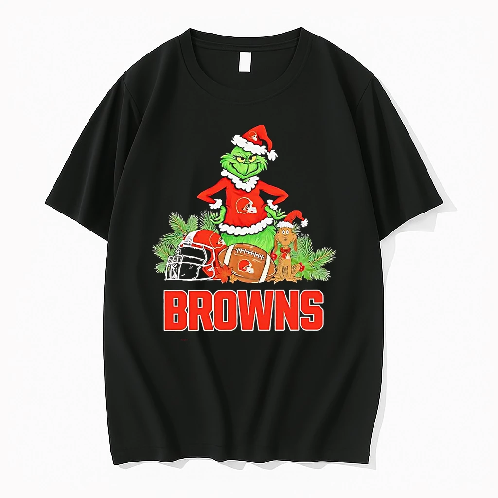 Grinch And Max Dog Cleveland Browns Christmas Shirts