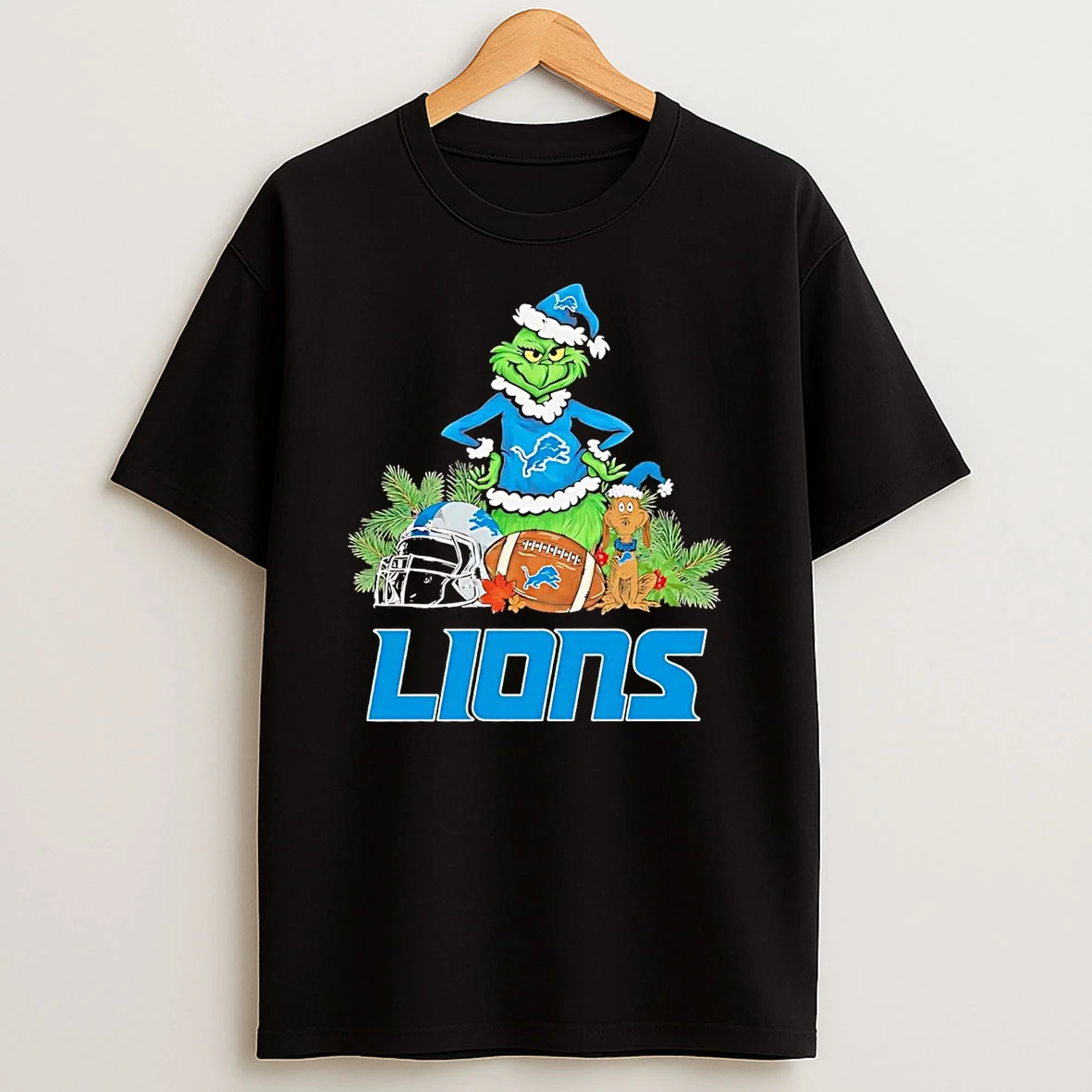 Grinch And Max Dog Detroit Lions Christmas Shirts