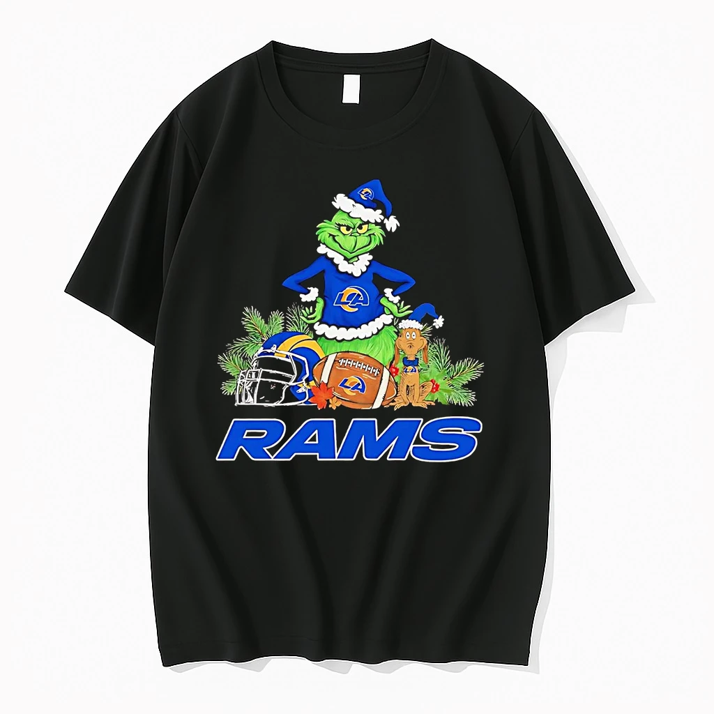 Grinch And Max Dog Los Angeles Rams Christmas Shirts