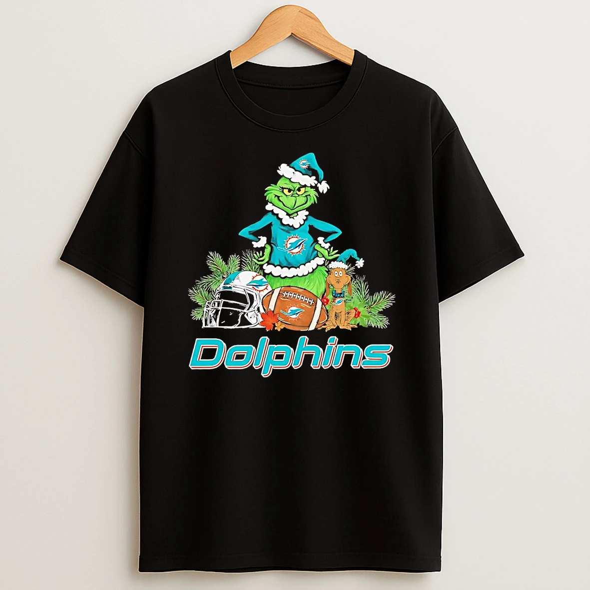 Grinch And Max Dog Miami Dolphins Christmas Shirts