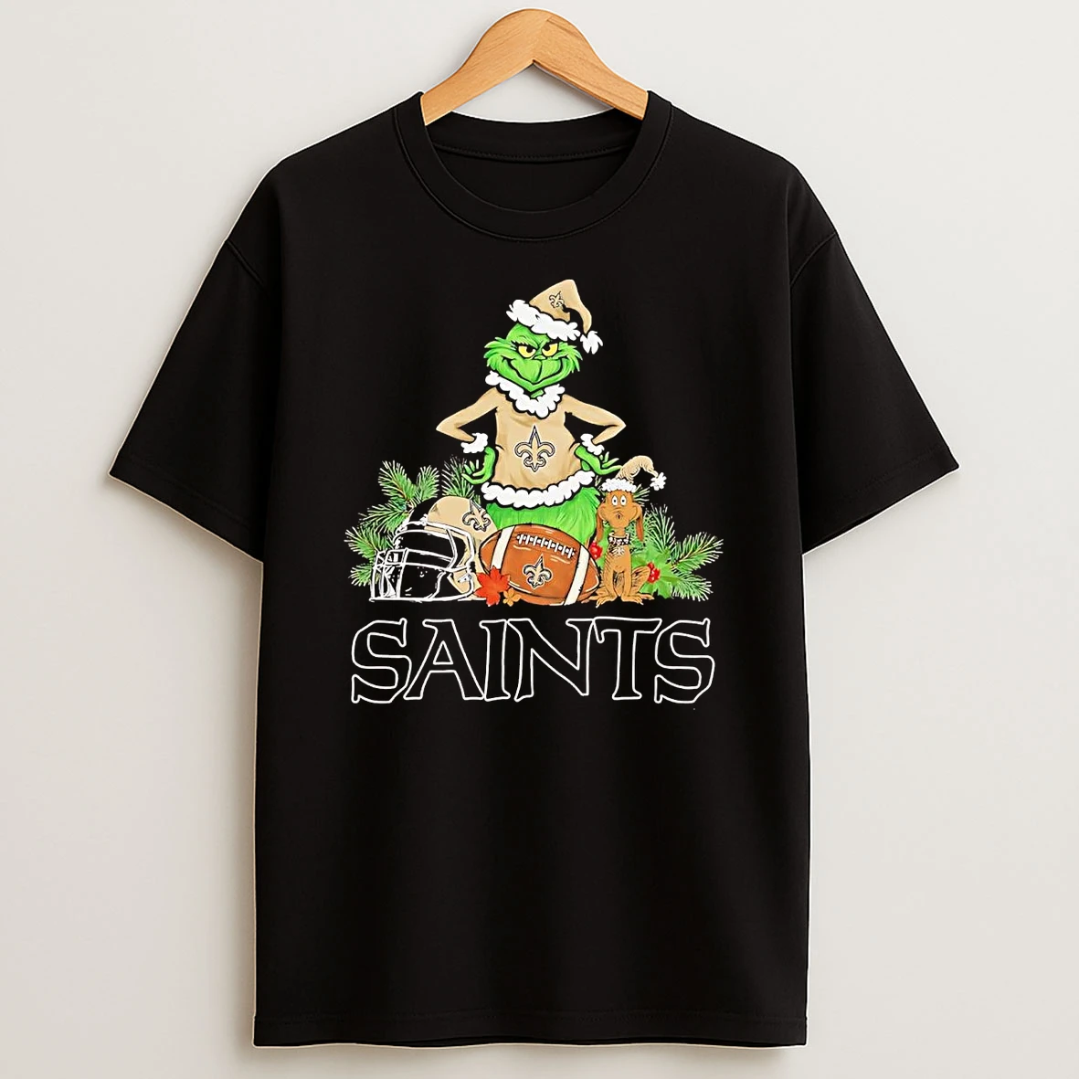 Grinch And Max Dog New Orleans Saints Christmas Shirts