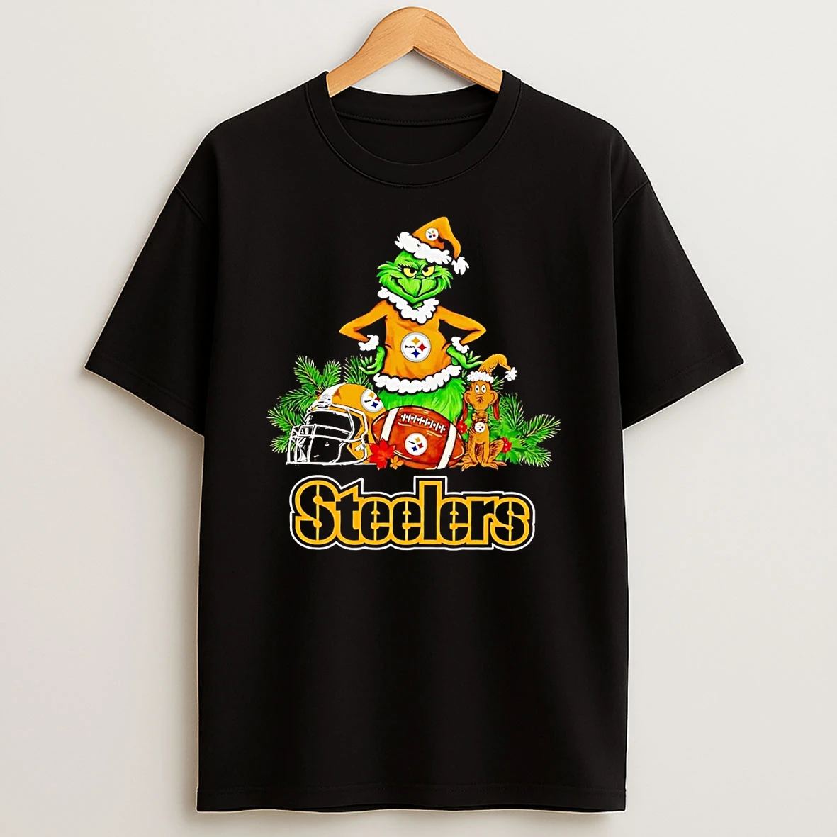 Grinch And Max Dog Pittsburgh Steelers Christmas Shirts