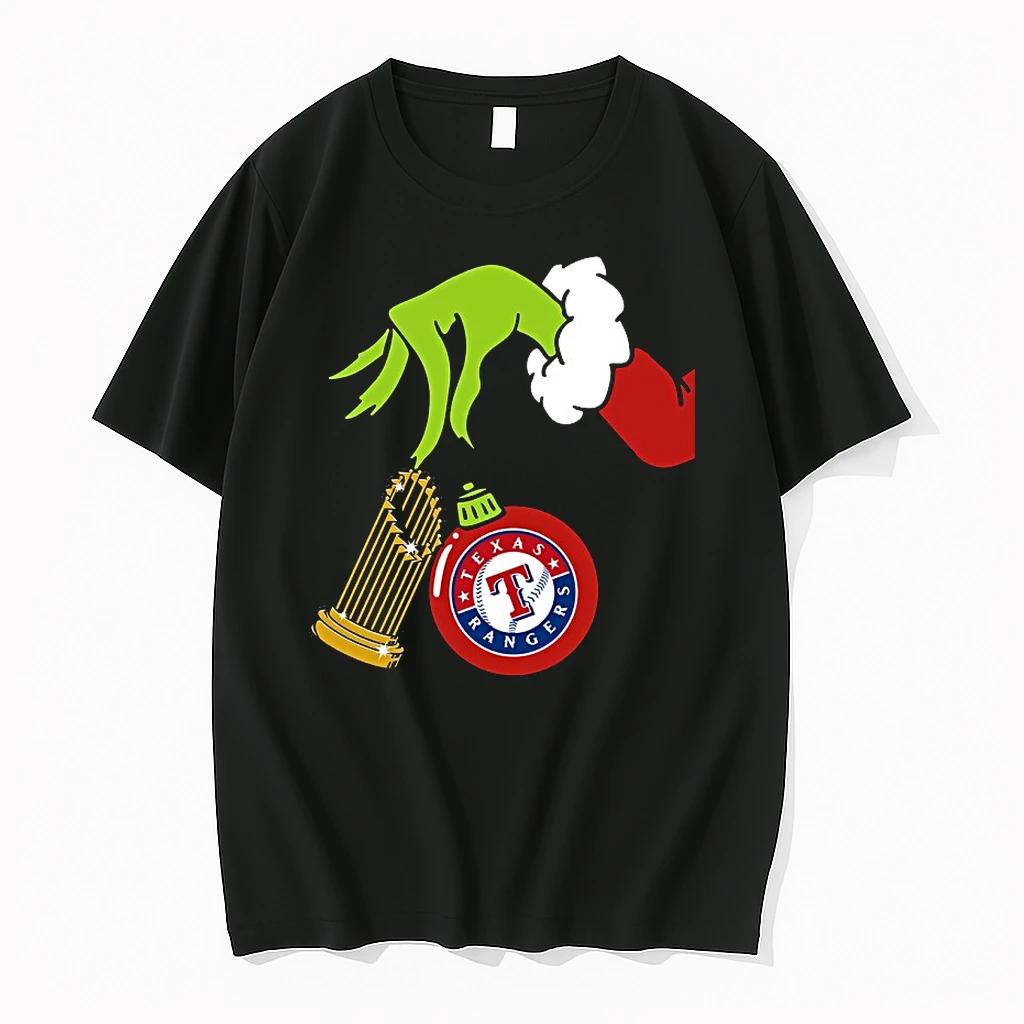 Grinch Hand Texas Rangers Champions Trophy Christmas Shirts