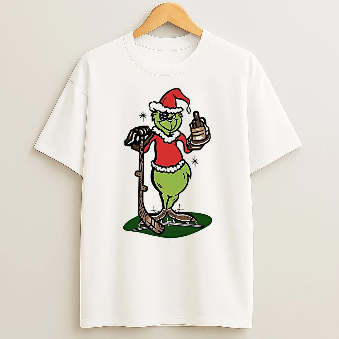 Grinch Middle Finger Hockey Shirts