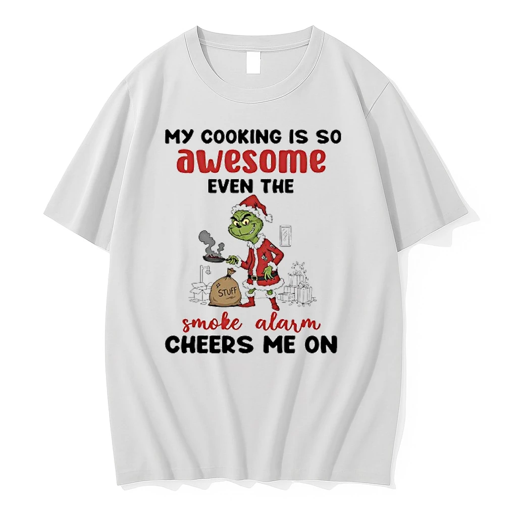 Grinch Santa My Cooking Is So Awesome Even The Stuff Smoke Alarm Cheers Me On Shirts