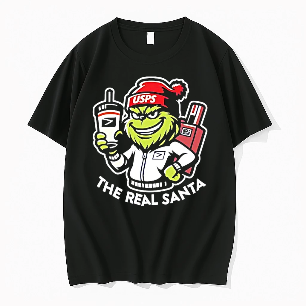 Grinch Wearing Usps The Real Santa Merry Christmas Shirts