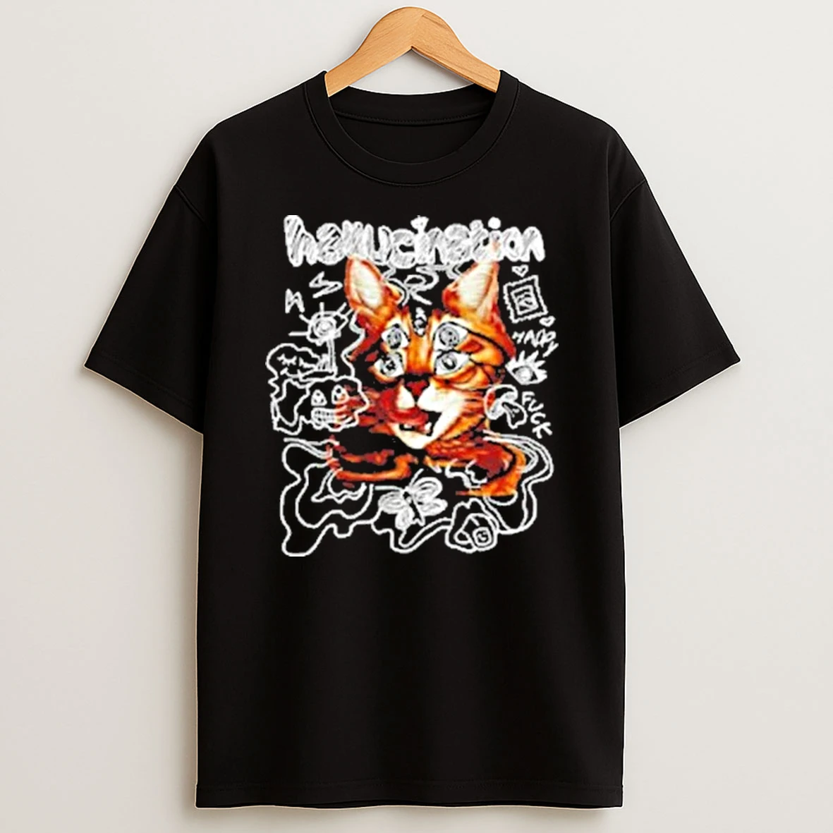 Hallucination Cat With Many Eyes Happy Luck Doodles Shirts