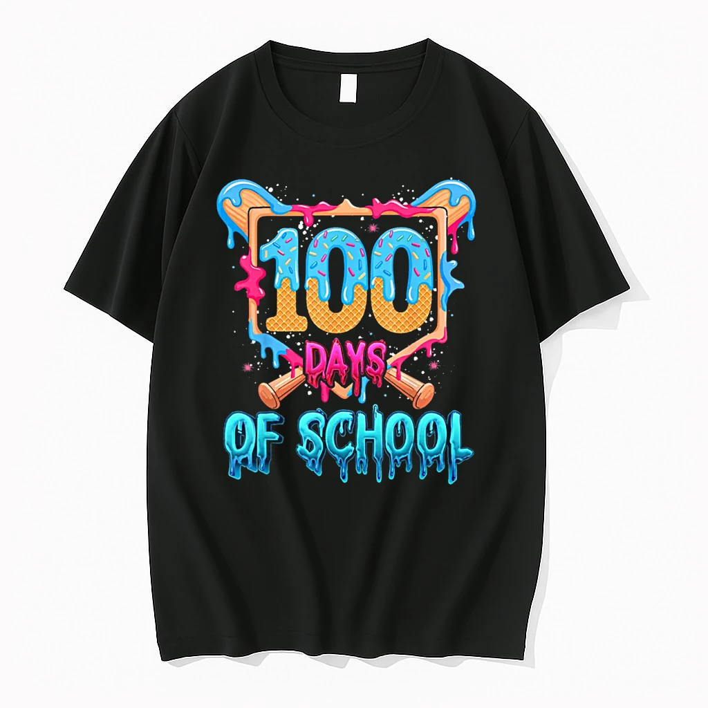 Happy 100 Days Of School Baseball Drip 100th Day Of School Shirts