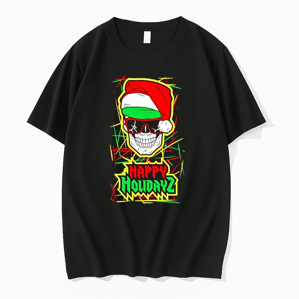 Happy Holidayz Skull Santa Hat Shirts