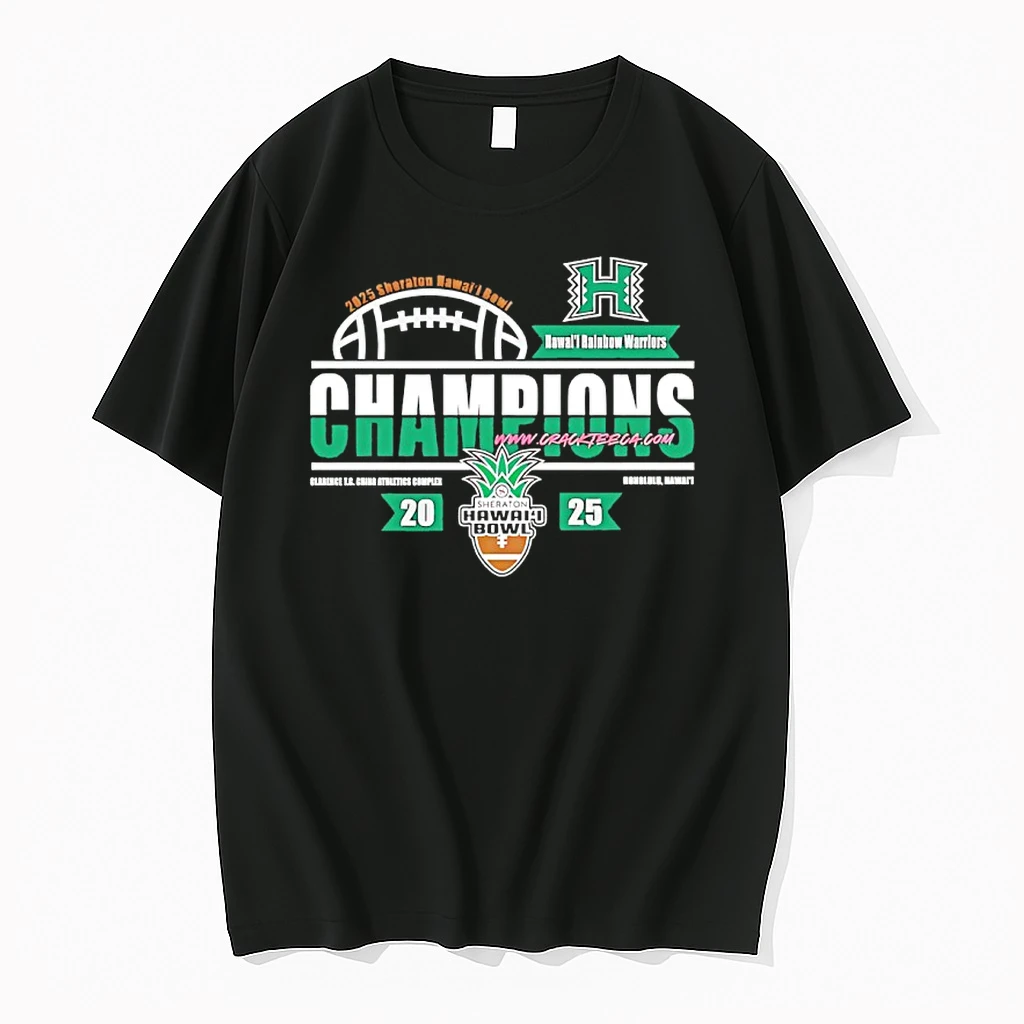 Hawaii Rainbow Warriors Football 2025 Sheraton Hawaii Bowl Champions Shirts