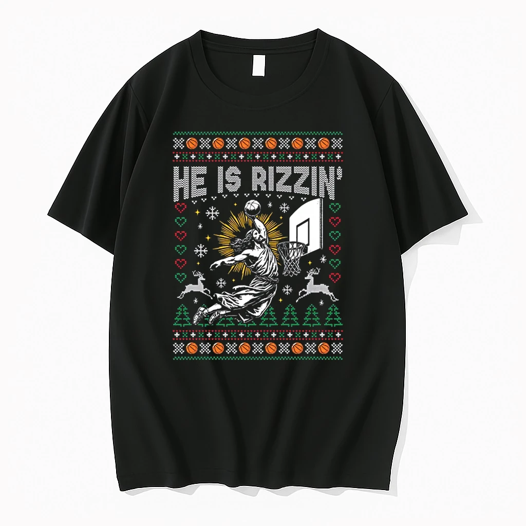 He Is Rizzin Christian Religious Christmas Ugly Shirts