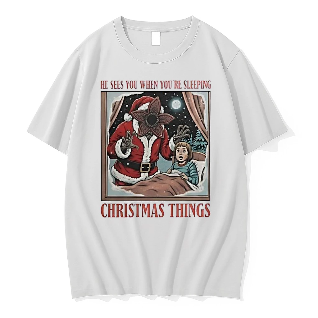 He Sees You When Youre Sleeping Demogorgon Stranger Things Christmas Shirts