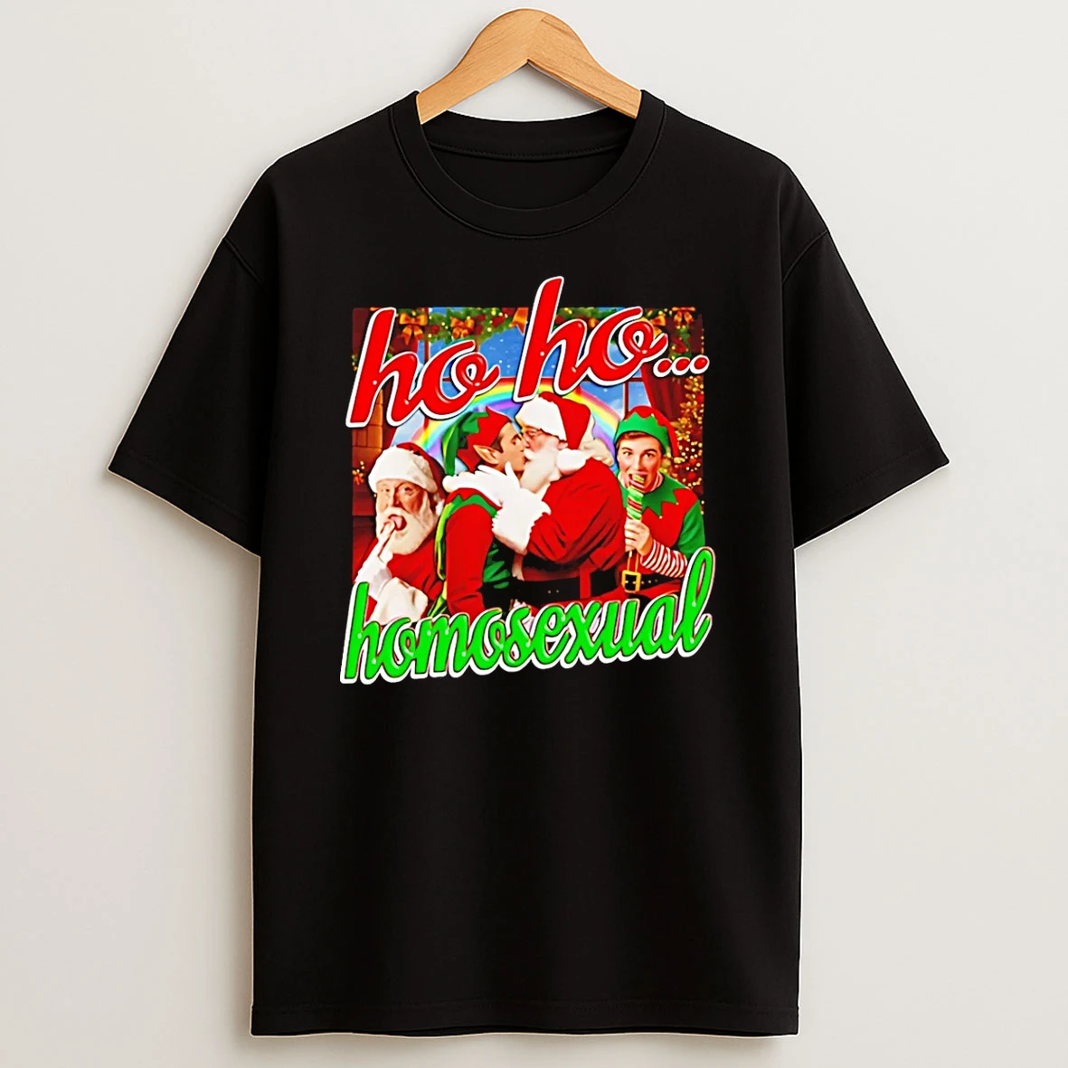 Ho Ho Homosexual Santa Kiss Christmas Shirts