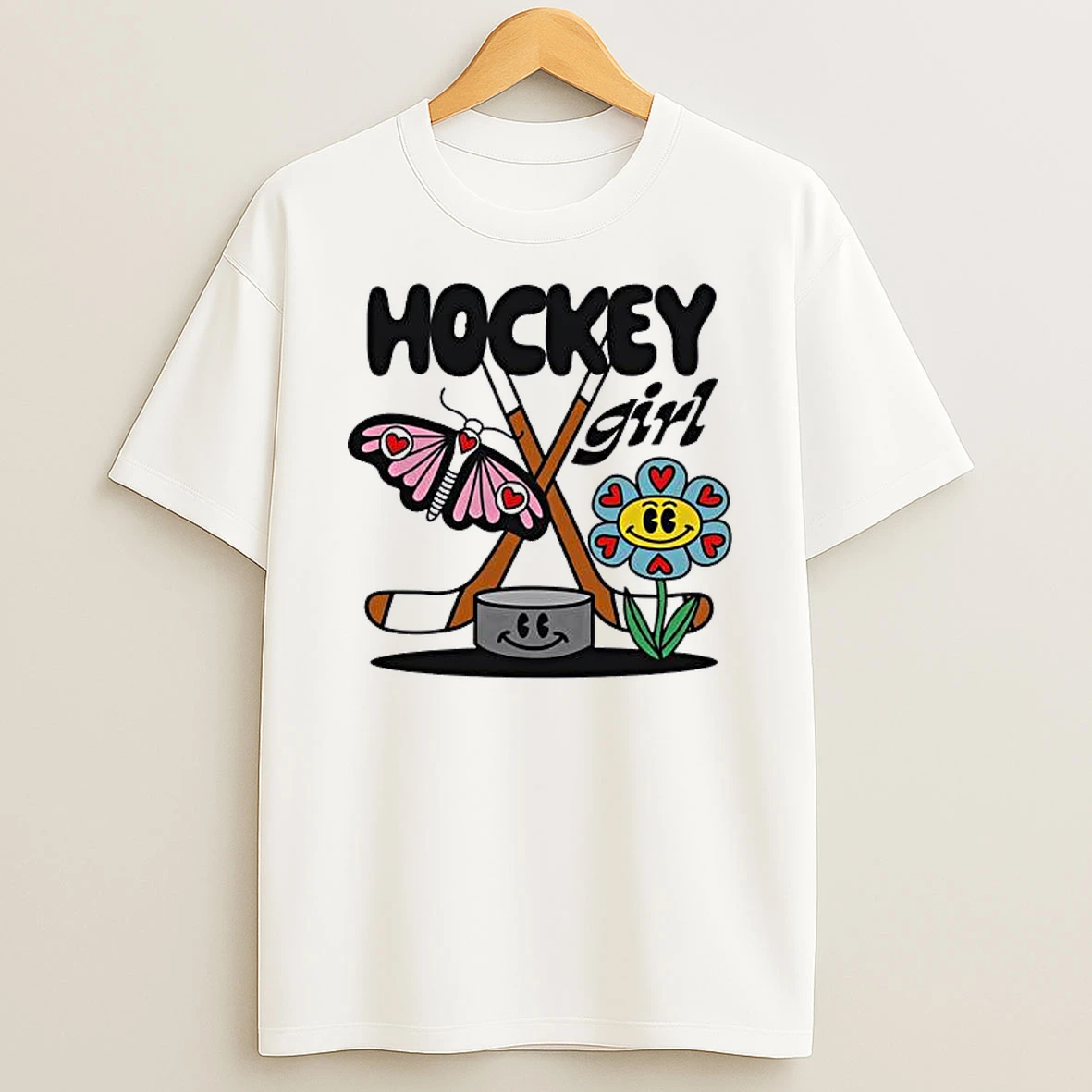 Hockey Girl Toddler Butterfly And Flower Shirts