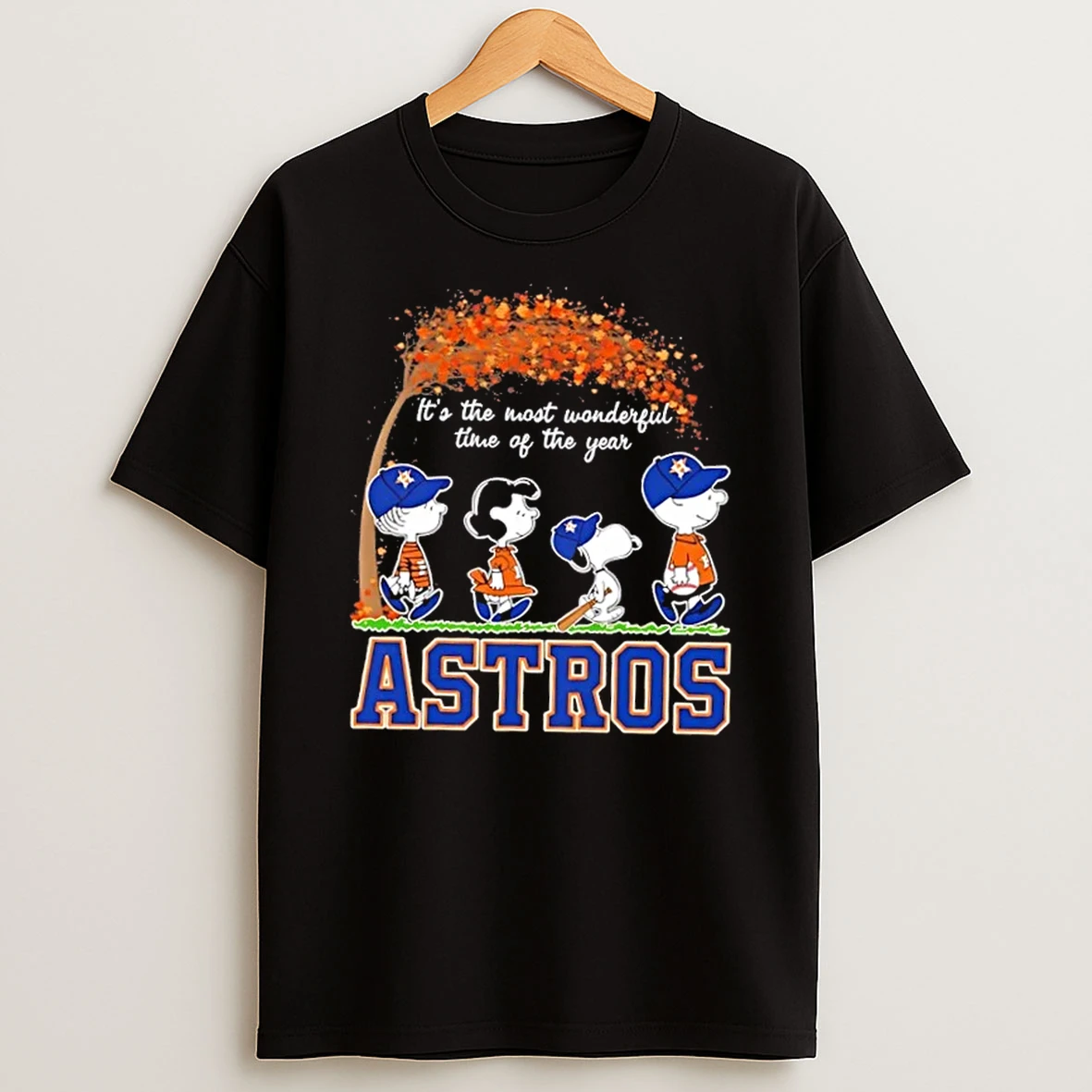 Houston Astros X Peanuts Snoopy And Friends Autumn Its The Most Wonderful Time Of The Year Shirts