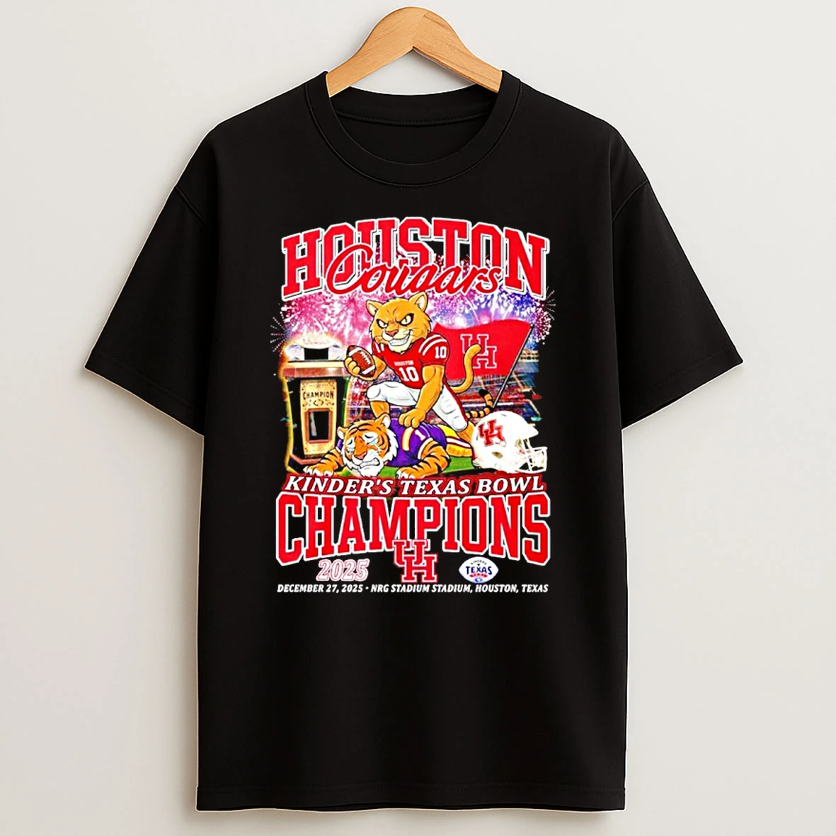 Houston Cougars 2025 Kinders Texas Bowl Champions Mascot Shirts