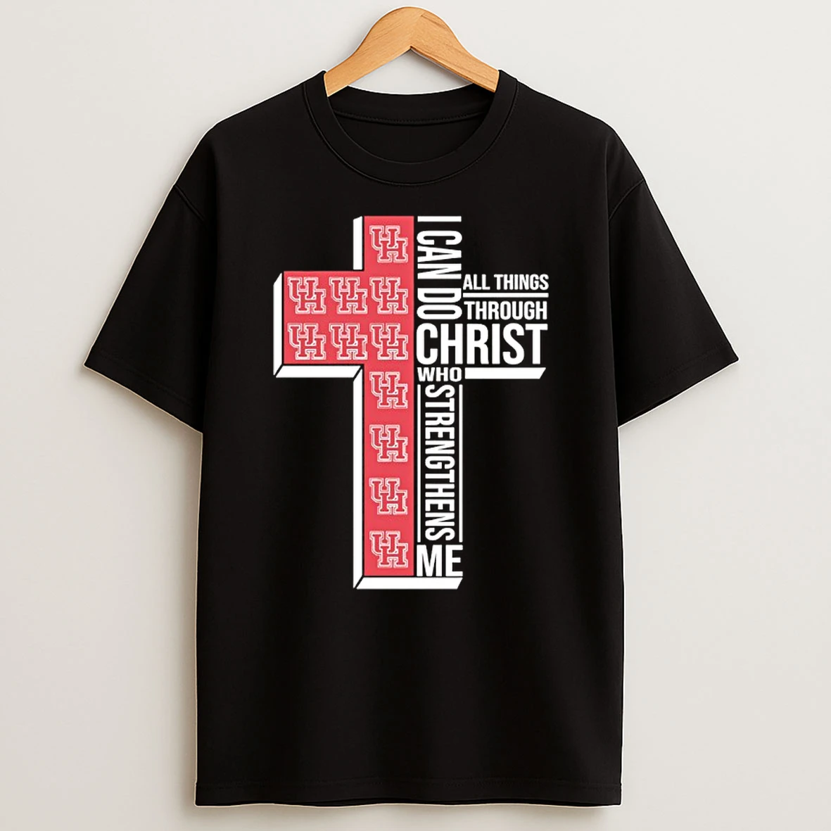 Houston Cougars Cross I Can Do All Things Through Christ Who Strengthen Me Shirts