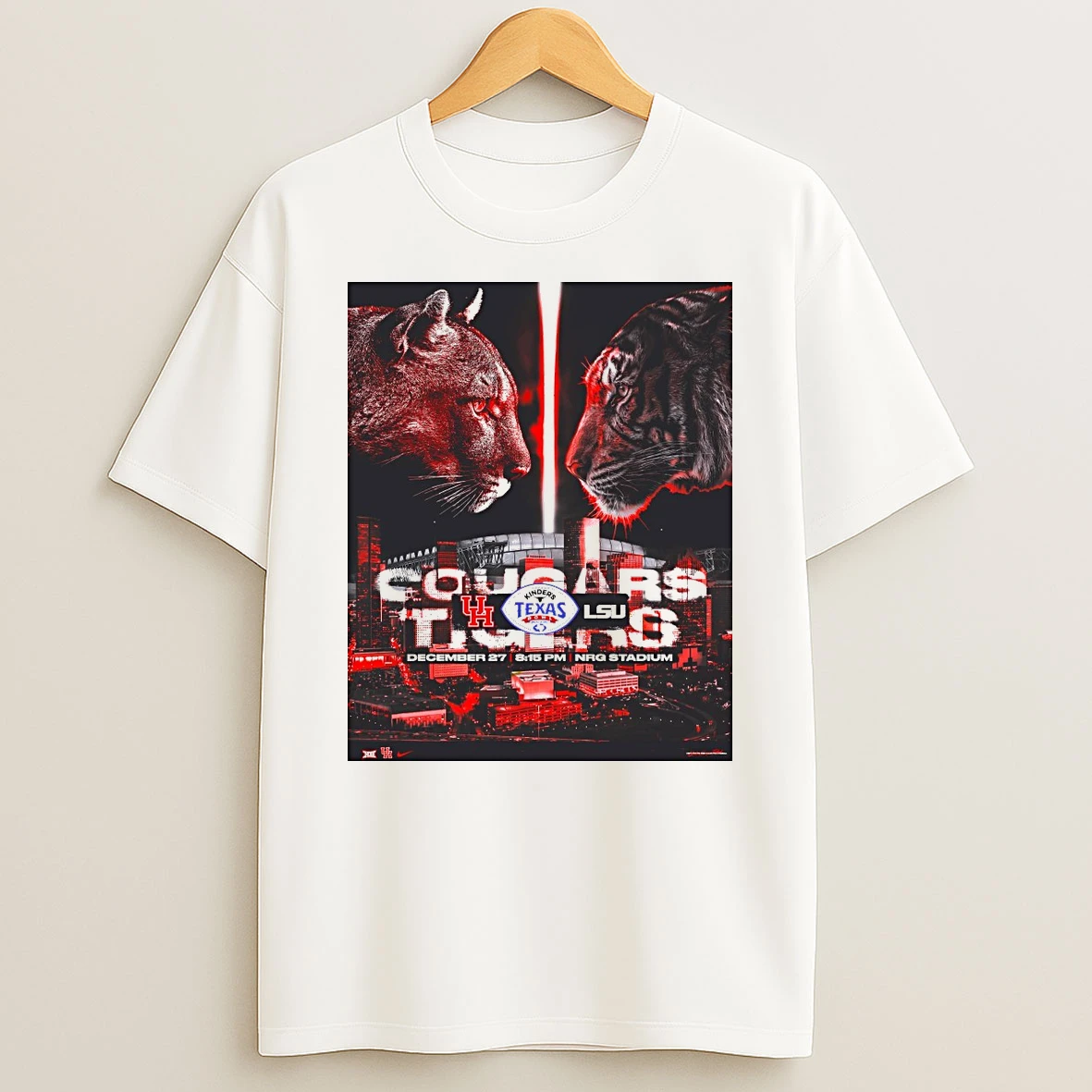 Houston Cougars Vs Lsu Tigers Kinders Texas Bowl December 27 2025 Nrg Stadium Shirts