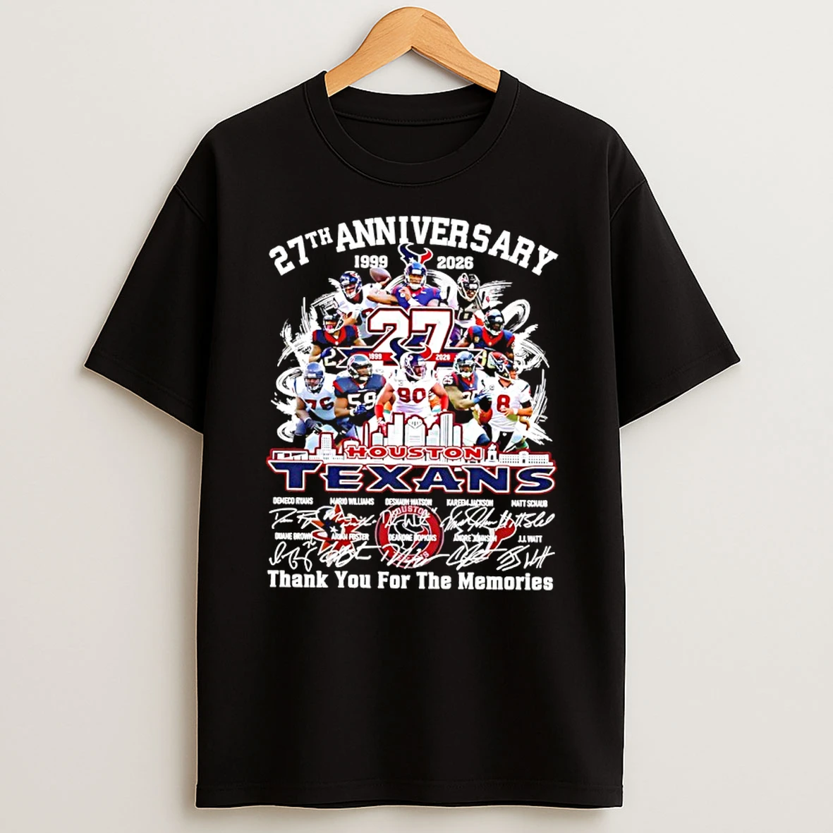 Houston Texans 27th Anniversary 1999 2026 Thank You For The Memories Signatures Shirts
