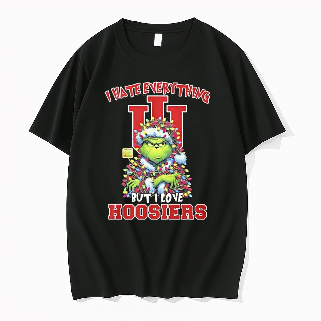 I Hate Everything But I Love Indiana Hoosiers Grinch Christmas Shirts