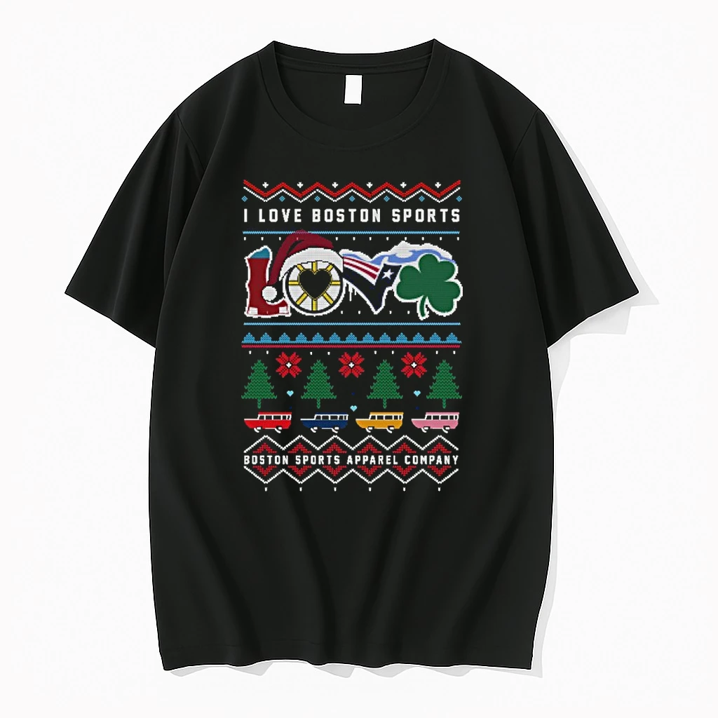 I Love Boston Sports Love 2025 Ugly Christmas Shirts