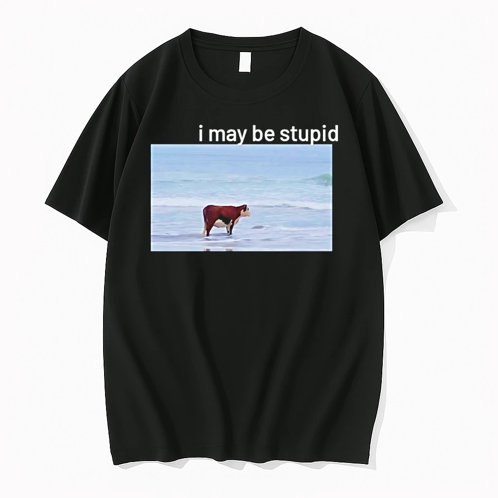 I May Be Stupid Cow On Beach Meme Shirts