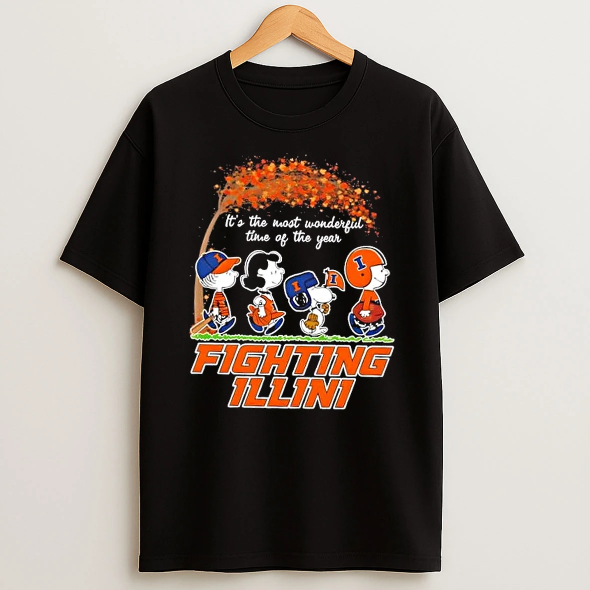 Illinois Fighting Illini X Peanuts Snoopy And Friends Autumn Its The Most Wonderful Time Of The Year Shirts