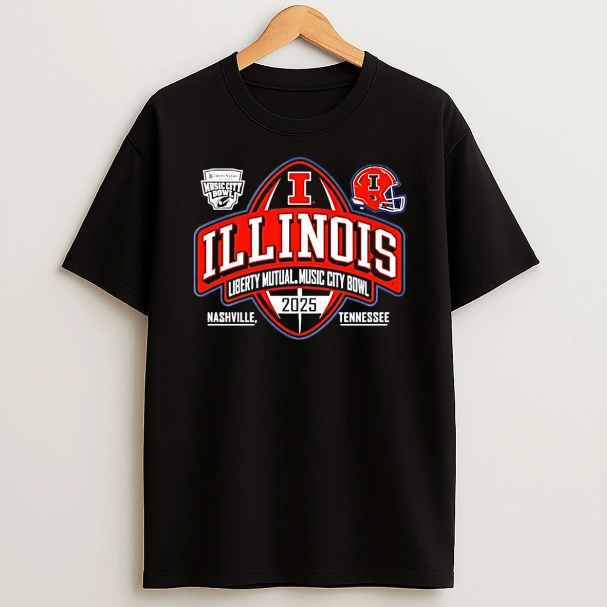 Illinois Football Adult 2025 Liberty Mutual Music City Bowl Logo Shirts