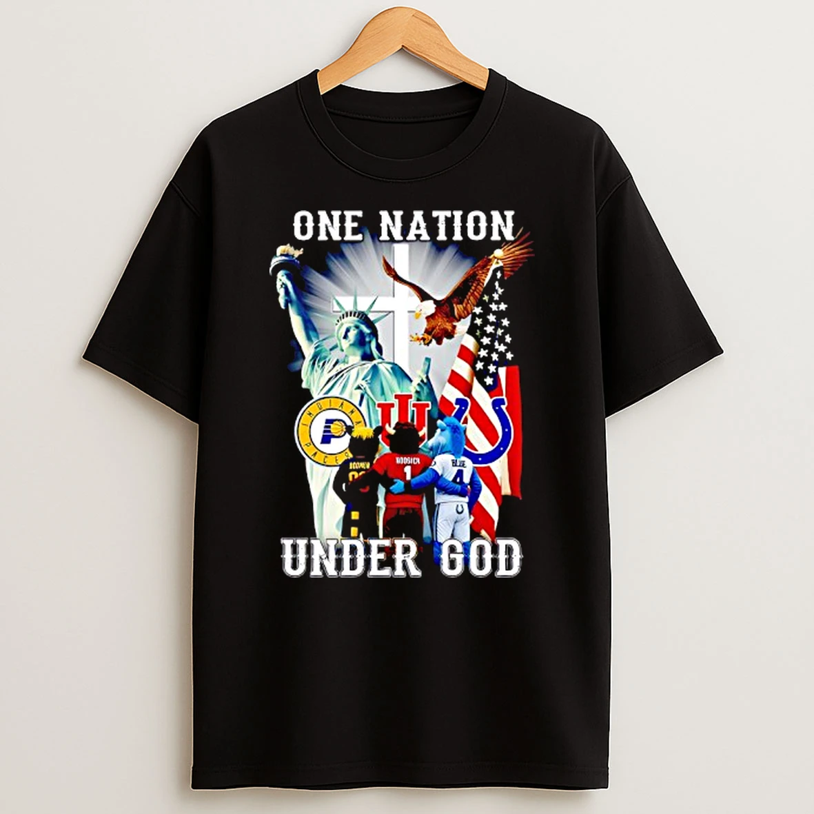 Indiana Hoosier Indiana Pacers Indianapolis Colts Mascot One Nation Under God Shirts