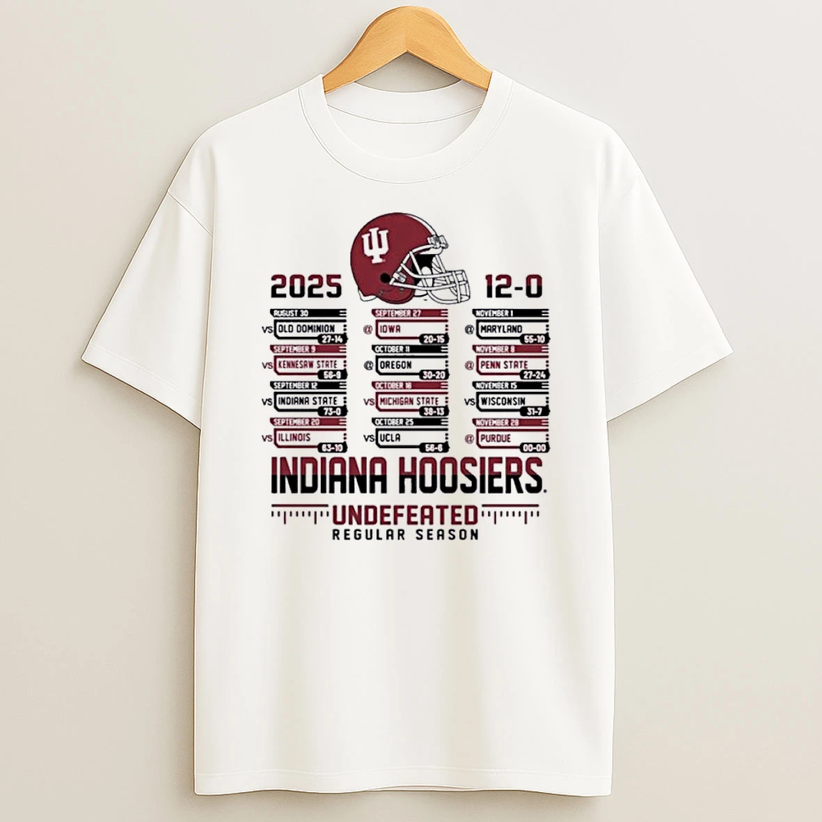 Indiana Hoosiers 12 0 Undefeated Regular Season Schedule Shirts