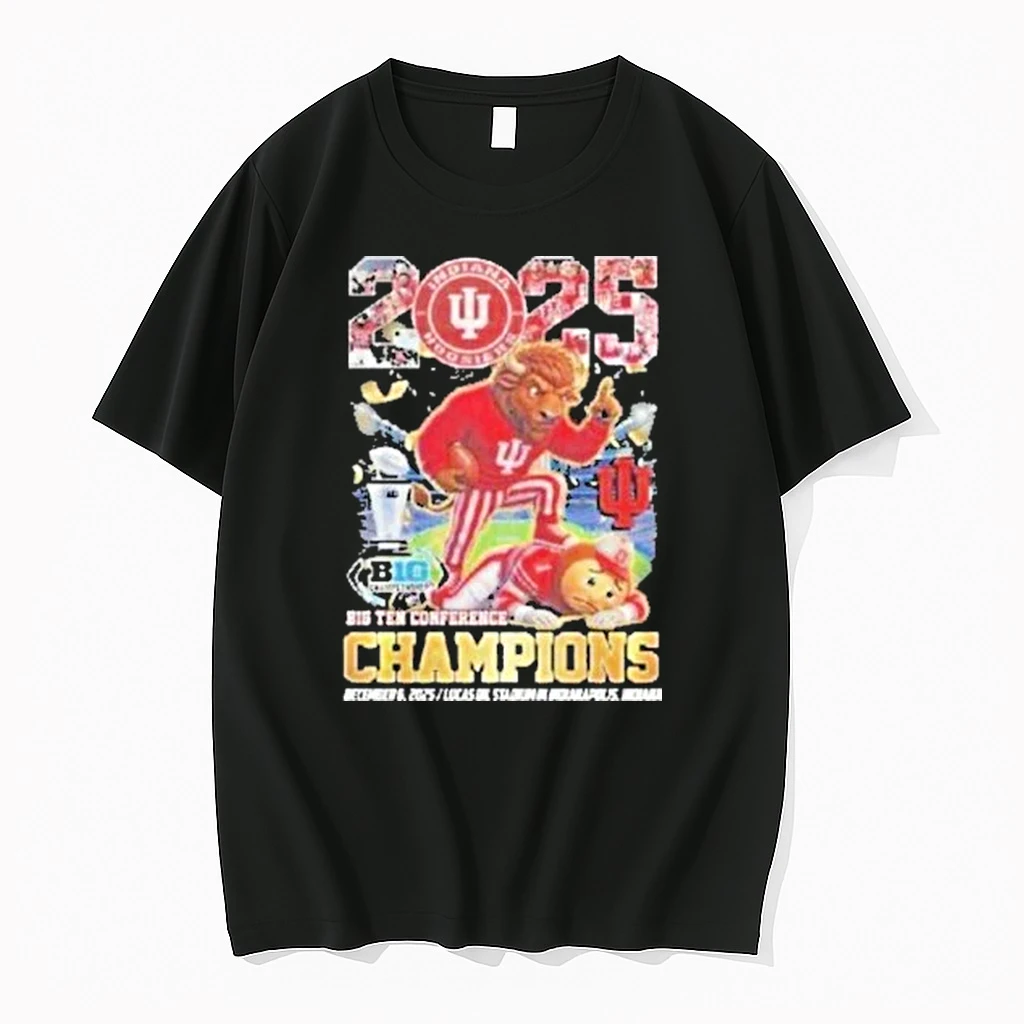 Indiana Hoosiers 2025 2026 Big Ten Champions Go Hoosiers Mascot Shirts