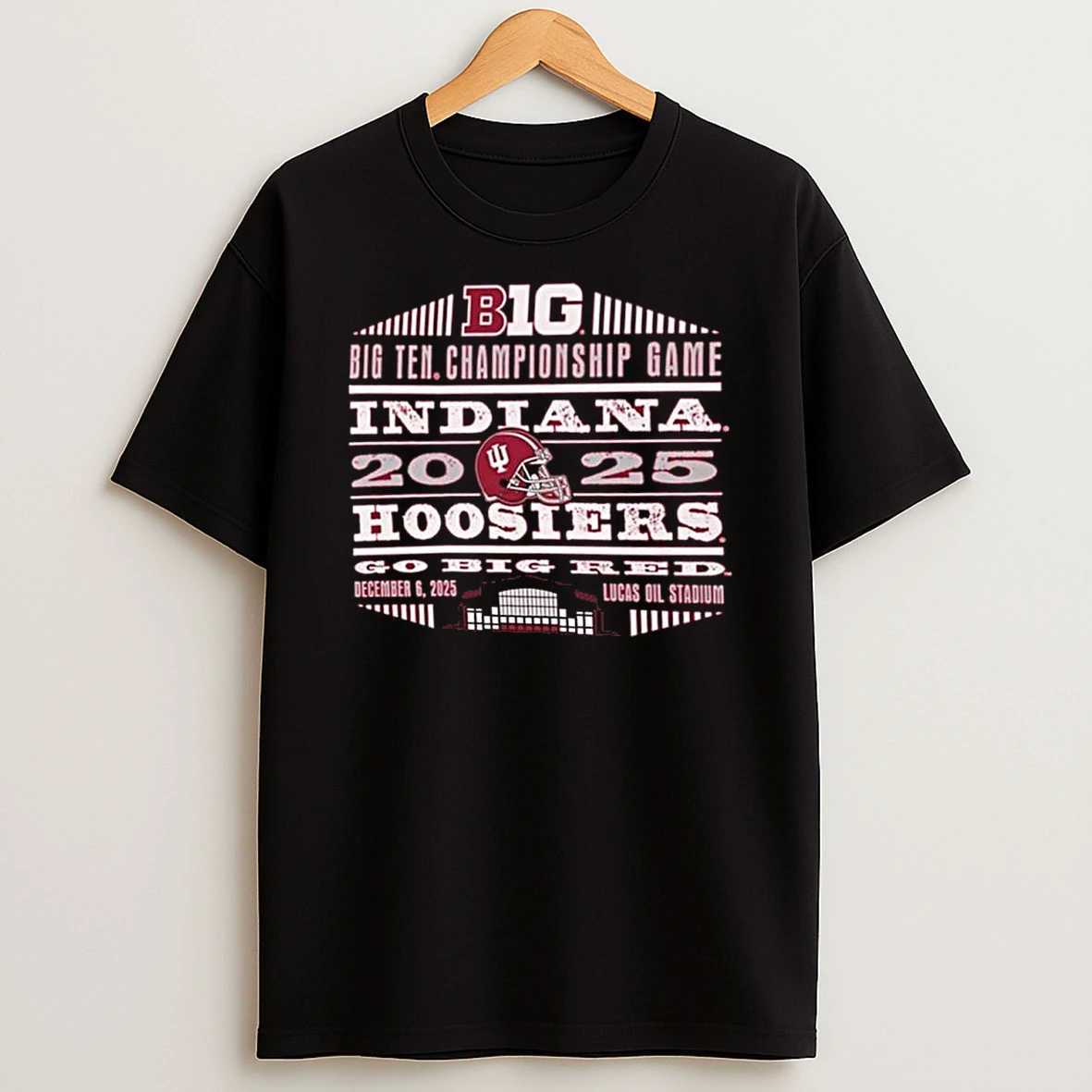 Indiana Hoosiers 2025 Big 10 Football Championships Go Big Red Shirts