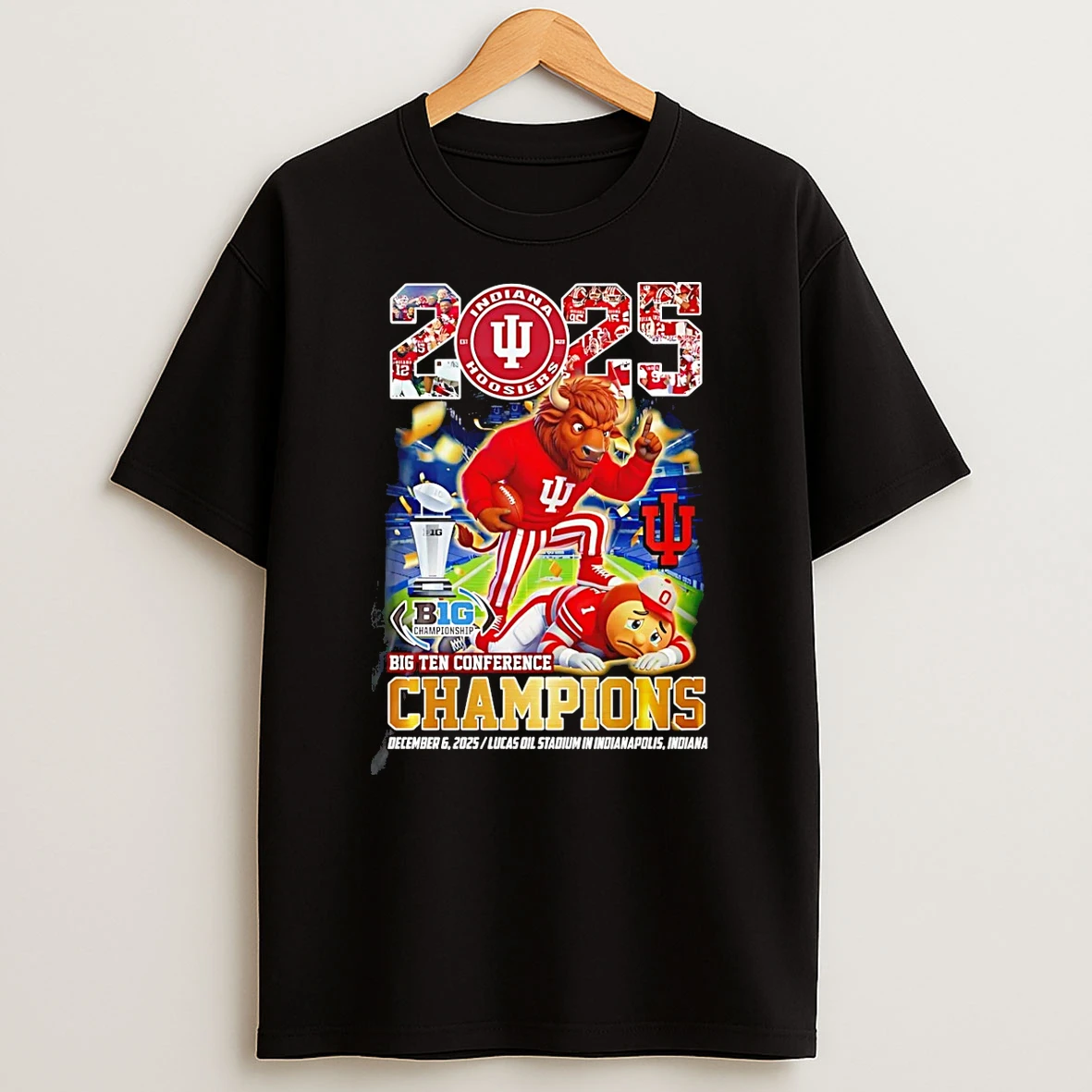 Indiana Hoosiers 2025 Big Ten Champions Mascot Shirts