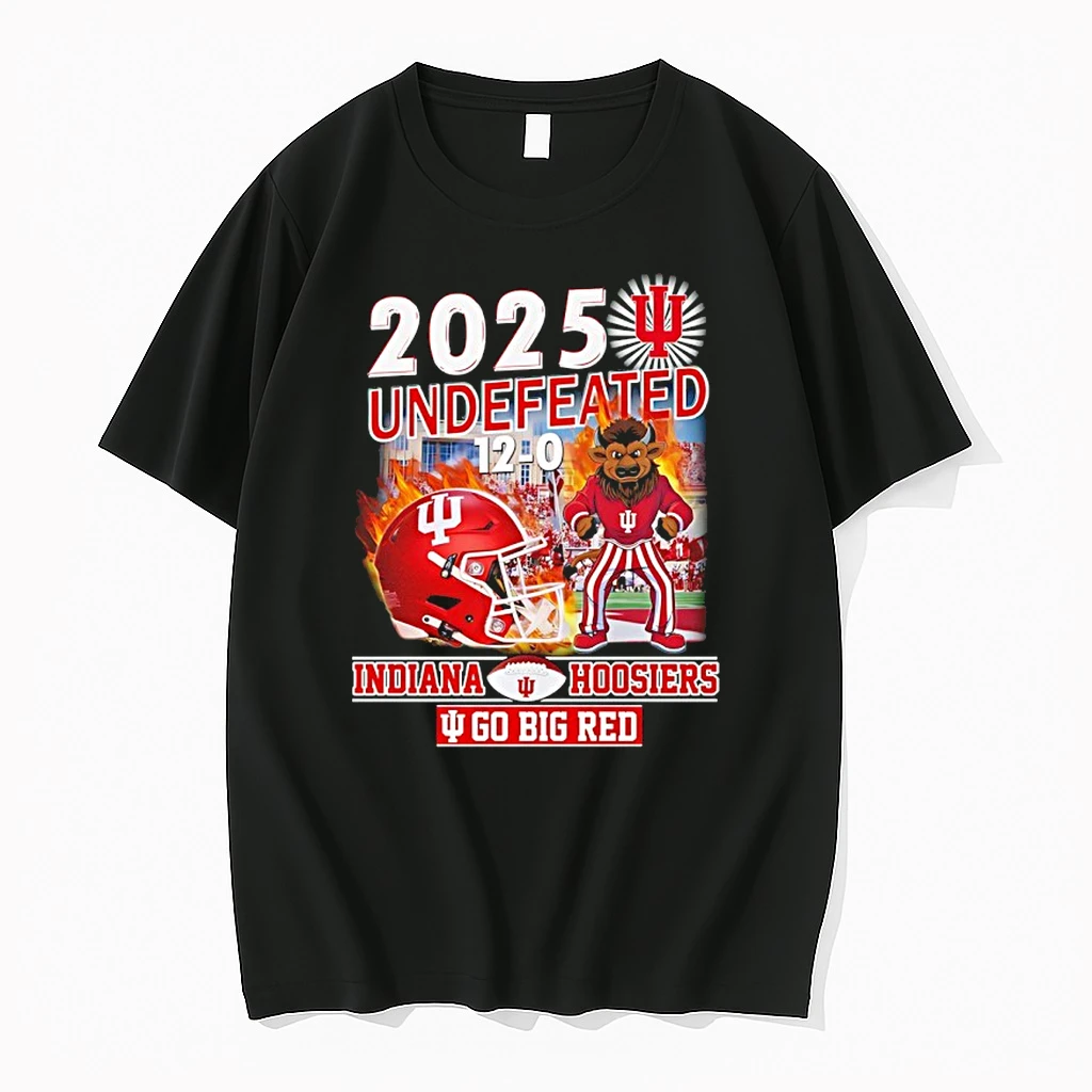 Indiana Hoosiers 2025 Underfeated 12 0 Go Big Red Mascot Shirts