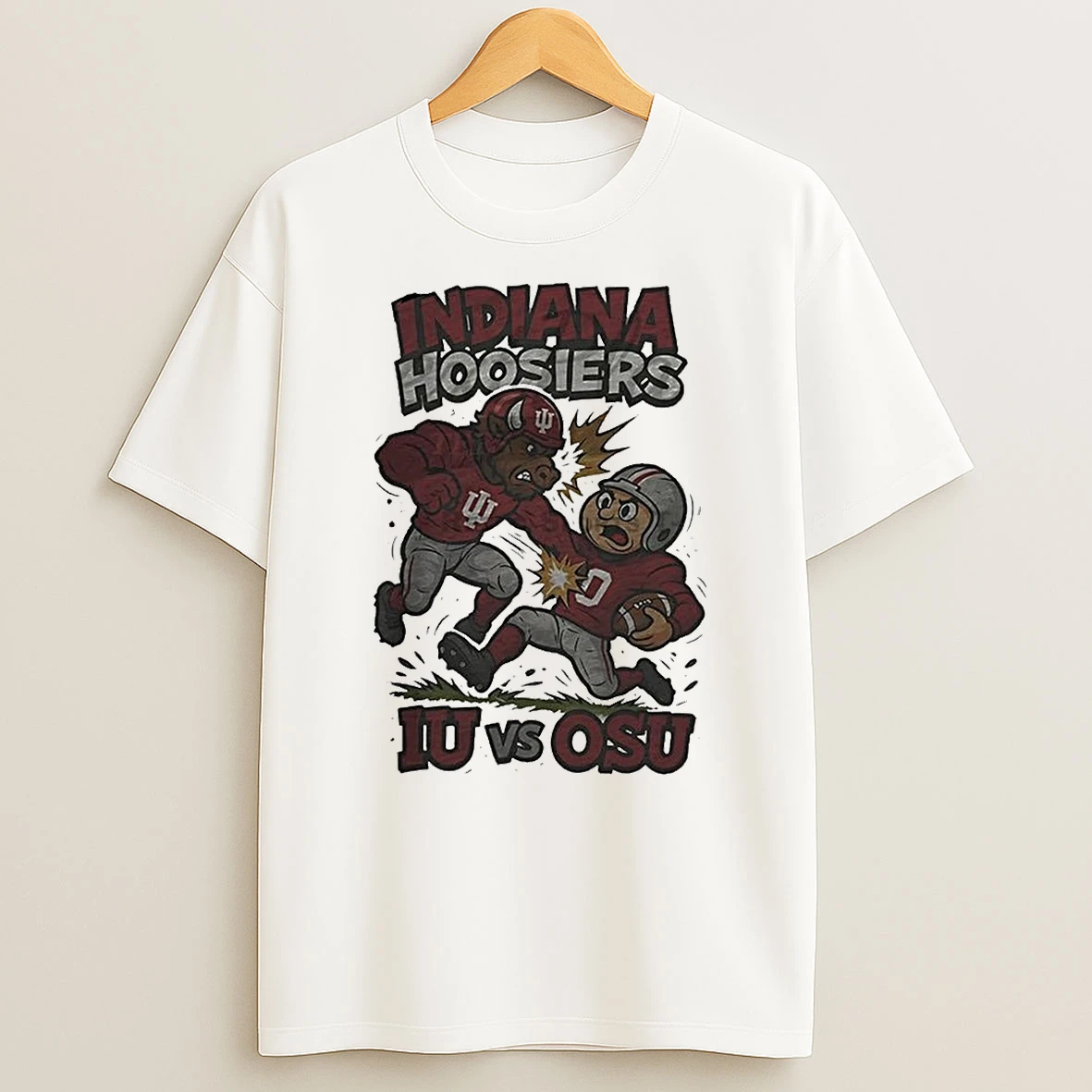 Indiana Hoosiers Beat Ohio State Buckeyes Ncaa Football Artwork Mascot Fight Retro Shirts