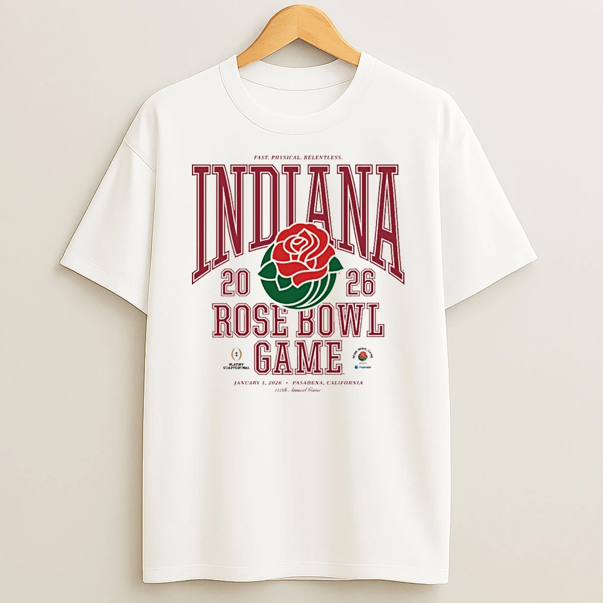 Indiana Hoosiers Fast Physical Relentless 2026 Cfp Rose Bowl Game Jan 1 Pasadena Ca Shirts