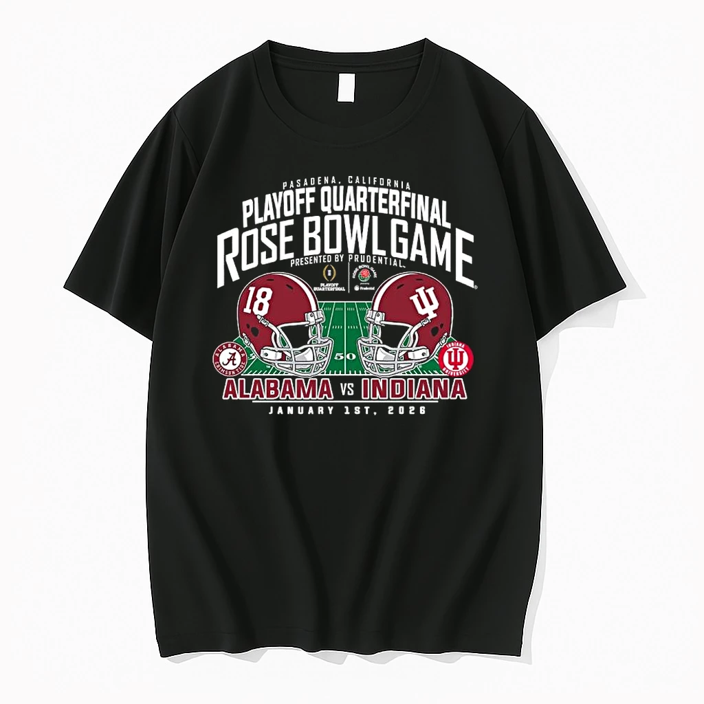 Indiana Hoosiers Vs Alabama Crimson Tide 2025 26 Cfp Rose Bowl Game Matchup Shirts