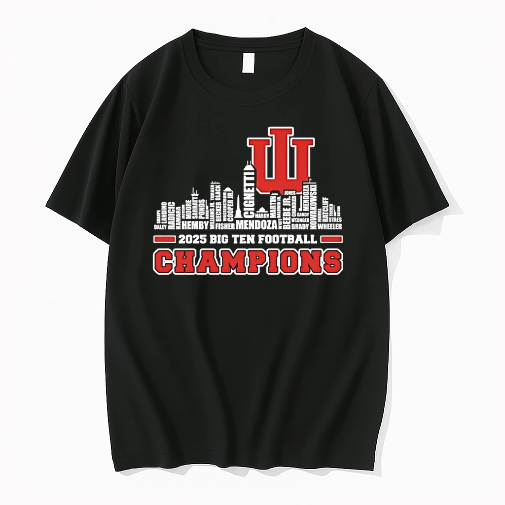 Indiana Hoosiers Players Names City Skyline 2025 Big Ten Football Champions Shirts