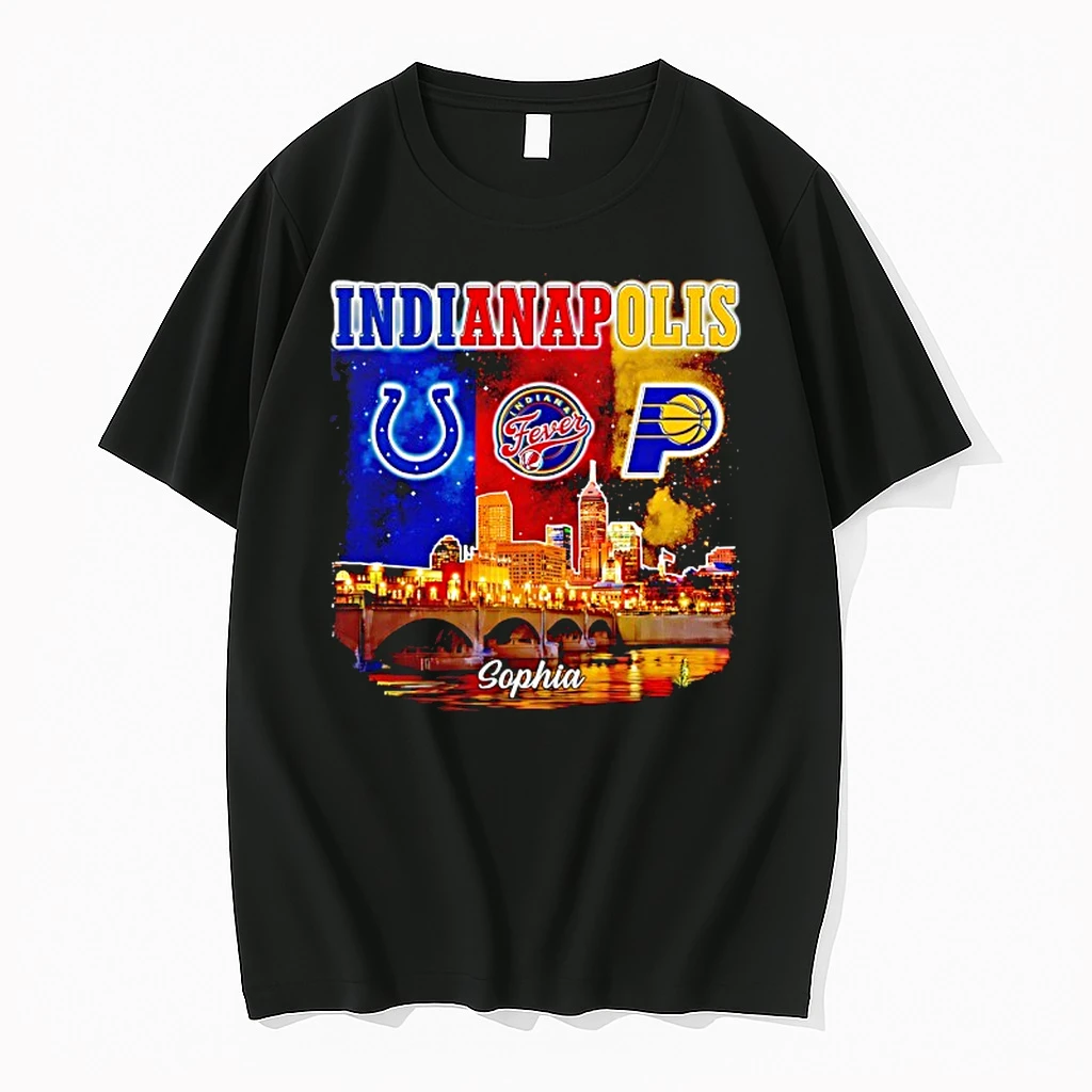 Indianapolis City Skyline Indianapolis Colts Indiana Fever And Indiana Pacers Logos Shirts