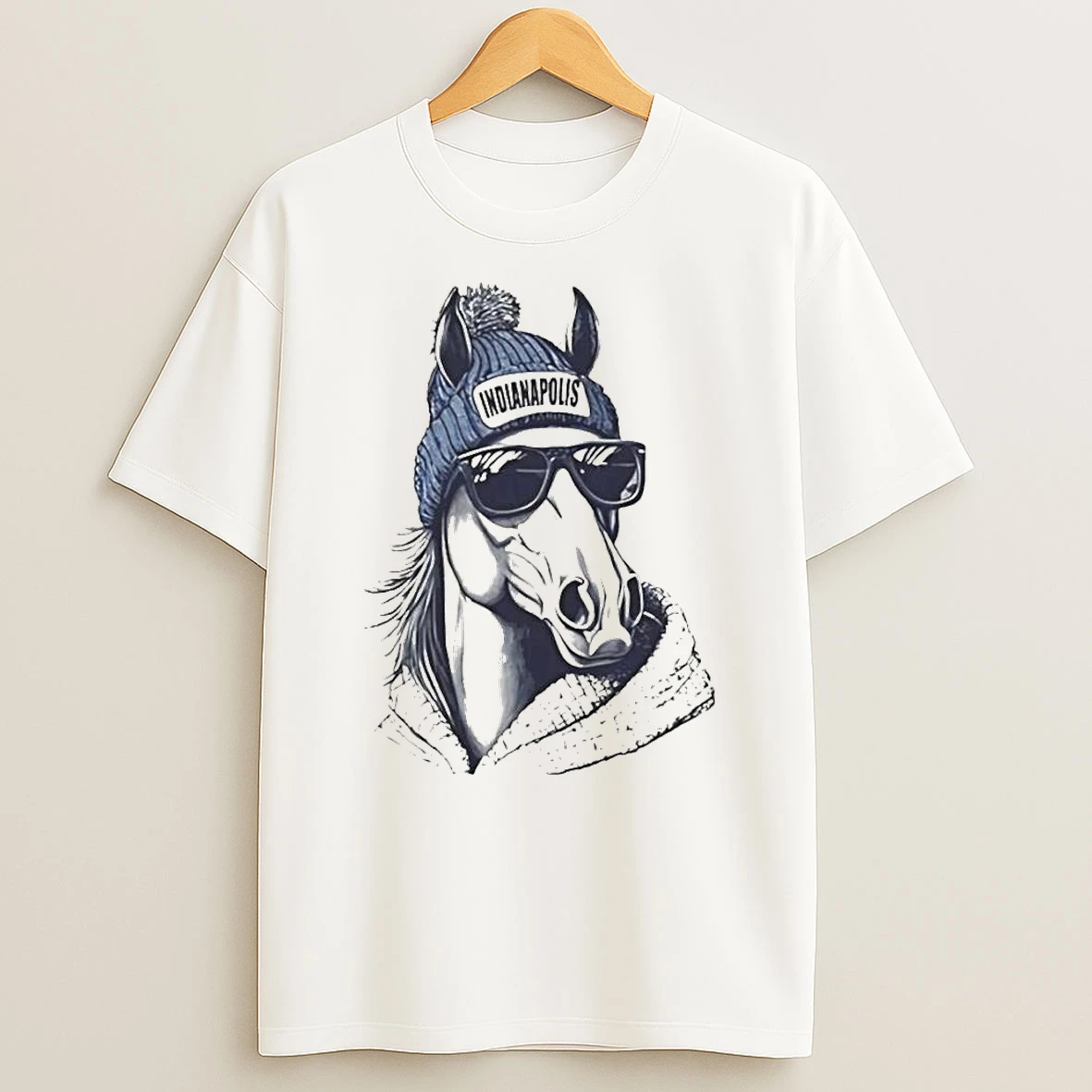 Indianapolis Colts Mascot Wearing A Beanie And Sunglasses Shirts