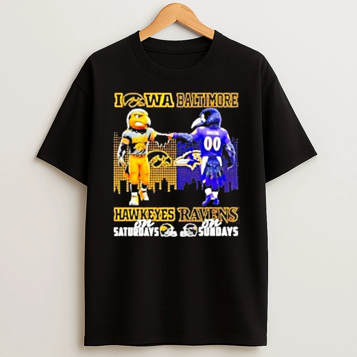 Iowa Hawkeyes On Saturdays X Baltimore Ravens On Sunday Mascot Shirts