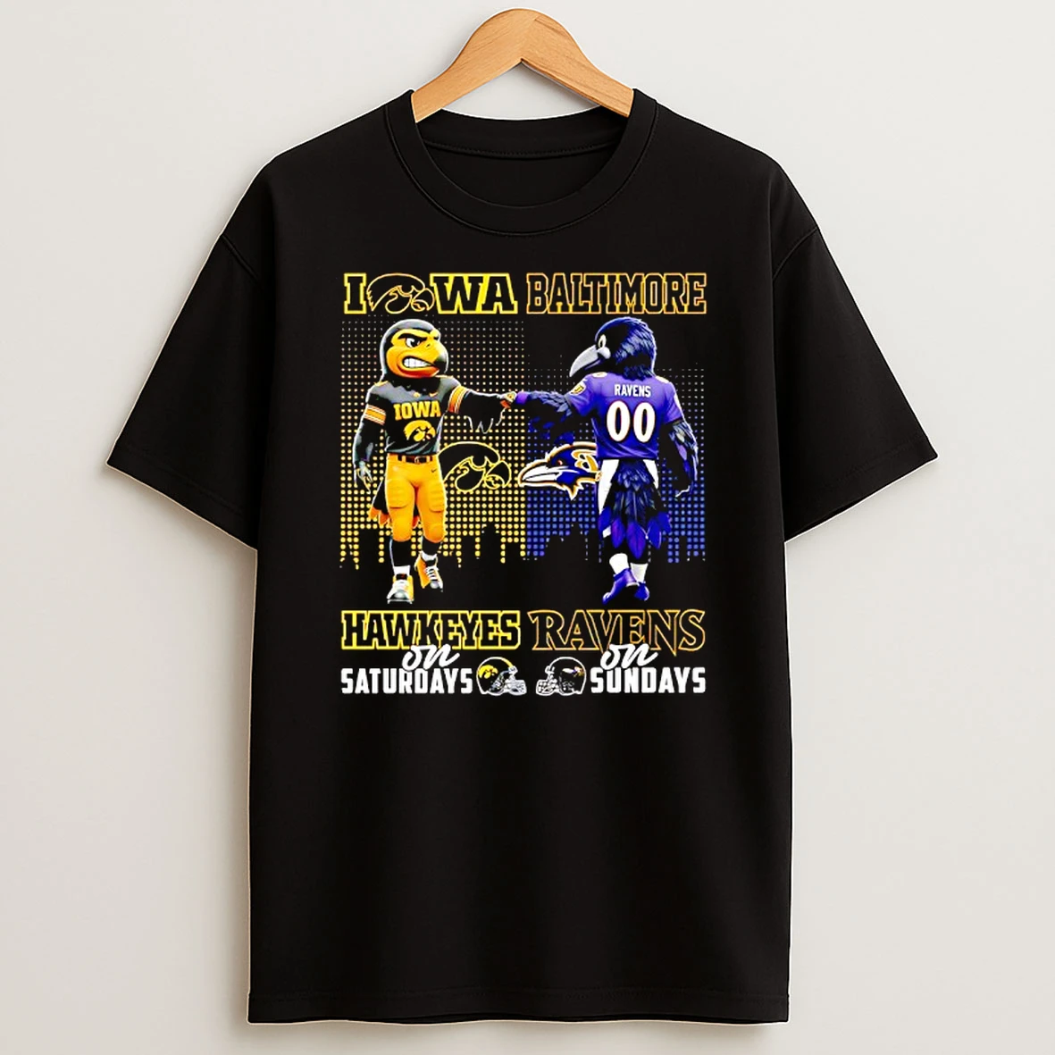 Iowa Hawkeyes On Saturdays Vs Baltimore Ravens On Sundays Gameday Mascot Shirts